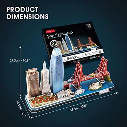 CubicFun 3D Puzzles for Adults Gifts Christmas LED San Francisco City Line - style: 4 LED San Francisco Cityline