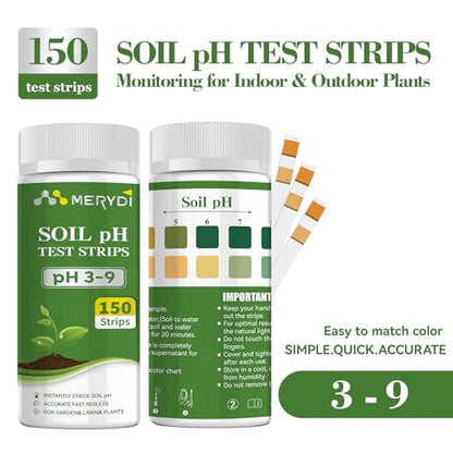 Soil pH Test Kit,150 Test Strips(3-9 Range) for Testing Garden