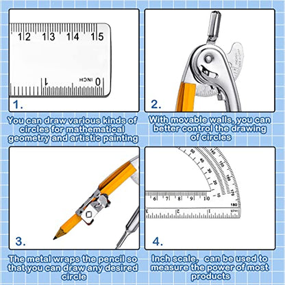 Lincia 96 Pcs Geometry Protractor and Compass Set for Geometry Math