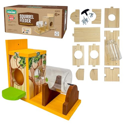 SparkJump Squirrel Feeder Kit for Kids, Easy DIY Kids Woodworking Kit