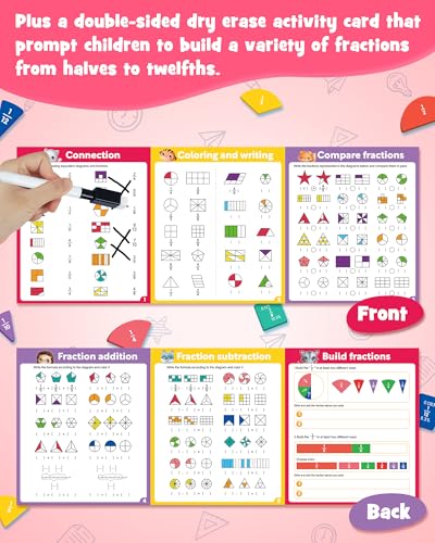 Magnetic Fraction Manipulatives, Magnetic Fraction Tiles & Fraction Circles - color: Pink