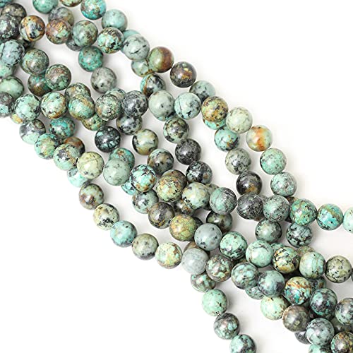 35PCS 10mm Natural African Turquoise Stone Gemstone Round Loose Beads for Jewelry Making DIY Bracelet Necklace Materials 1 Strand 15" - color: African Turquoise Stone, size: 10mm