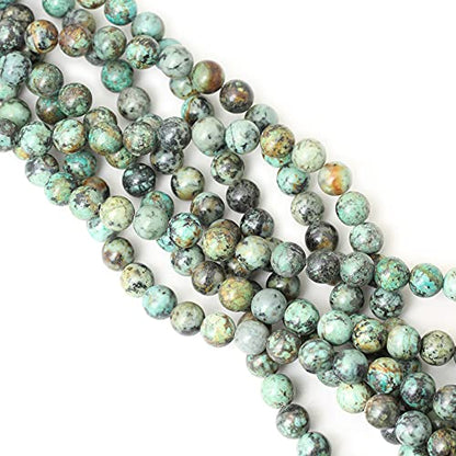 35PCS 10mm Natural African Turquoise Stone Gemstone Round Loose Beads for Jewelry Making DIY Bracelet Necklace Materials 1 Strand 15" - color: African Turquoise Stone, size: 10mm
