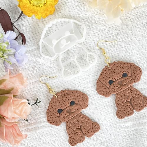 Xaekicr Poodle Dog Polymer Clay Cutters for Earrings – Cute Puppy Clay Cutters for Polymer Clay Jewelry Making – Animal Clay Earring Cutters and DIY Clay Tools – 1 Piece - color: W color