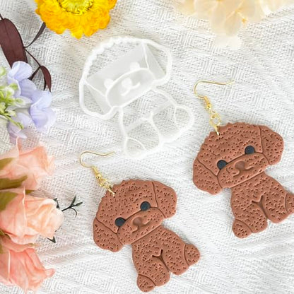 Xaekicr Poodle Dog Polymer Clay Cutters for Earrings – Cute Puppy Clay Cutters for Polymer Clay Jewelry Making – Animal Clay Earring Cutters and DIY Clay Tools – 1 Piece - color: W color