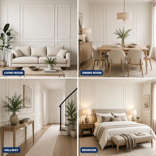 3 Set Peel and Stick Wall Molding Kit,Pre Cut Wainscoting Panels,24x60in - color: 24x60in