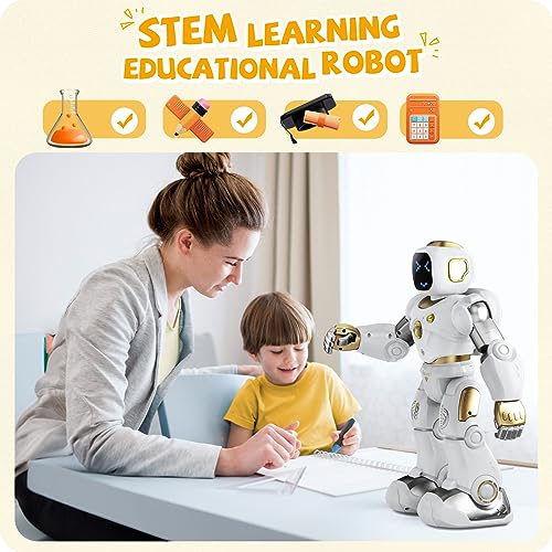 Ruko 1088 Programmable Robot Toy for Kids, STEM Learning Gift, Gold - color: Gold