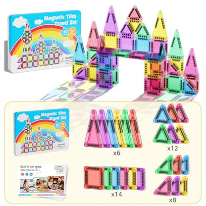 Magnetic Tiles for Kids 60 Mins Quiet Play at Church Restaurant - style: Candy Color 40PCS