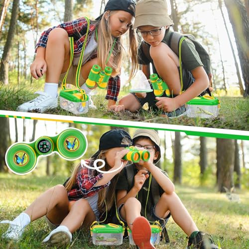 2Sets Bug Catcher for Kids - Sturdy Bugs Catching Kit Gifts with Binoculars Butterfly Net Collector Insect Catcher Tweezer, Bug Habitat Outdoor Explorer Kit for 3 4 5 6 7 8 Children