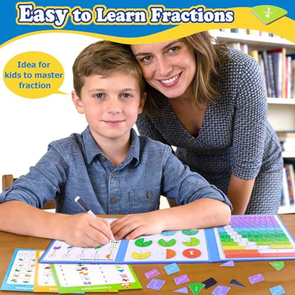 Magnetic Fraction Educational Puzzle Set, Fraction Educational Book for Kid