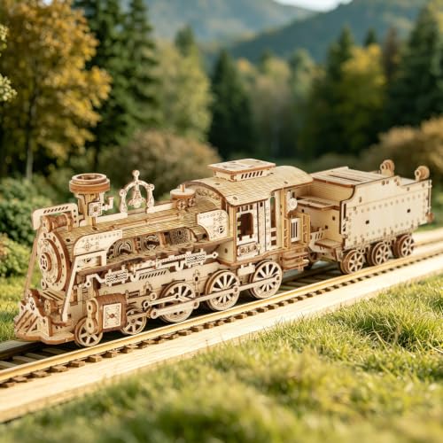 3D Wooden Puzzles for Adults, DIY Steam Train Model Building Kit