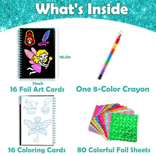 FUNNYB&G Foil Art Craft Kit for Kids, Sparkly Birthday Gift Toy for Girls - style: Fairy