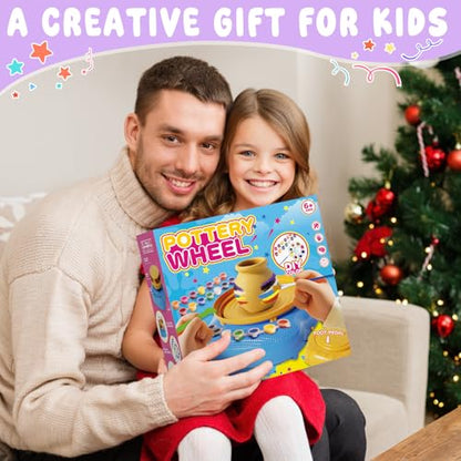Weilim Pottery Wheel for Kids Beginners, Air-Dry Clay & Paint Kit Ages 6-12 - color: Purple