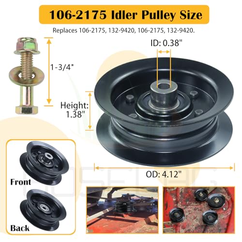 3PK 139-3214 Spindle with 125-5575 Pulley 106-2175 Pulley and Belt - size: 3x121-0751F