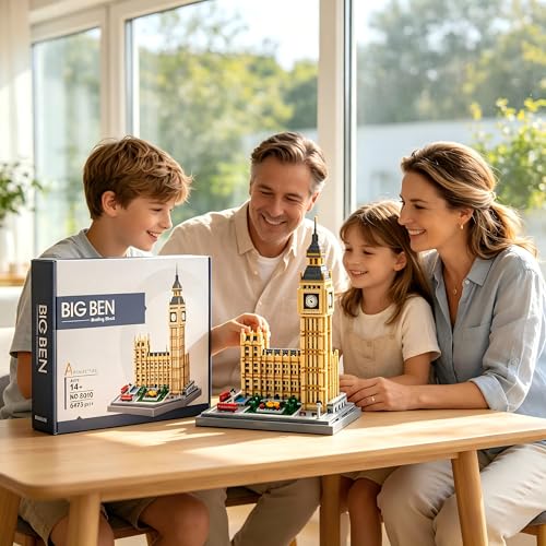 Big Ben Clock Tower Micro Blocks Set for Adults, 4112 Pcs Mini Iconic - color: Big Ben