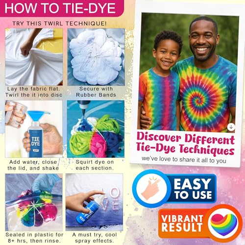 Jim&Gloria Tie Dye Kit, 36 Tiedye Powder 12 Larger Bottles Fabric Dyes for Clothing, Permanent Dye with Soda Ash Tie Dye Kits for Large Groups Paint Party Summer Activities DIY Crafts