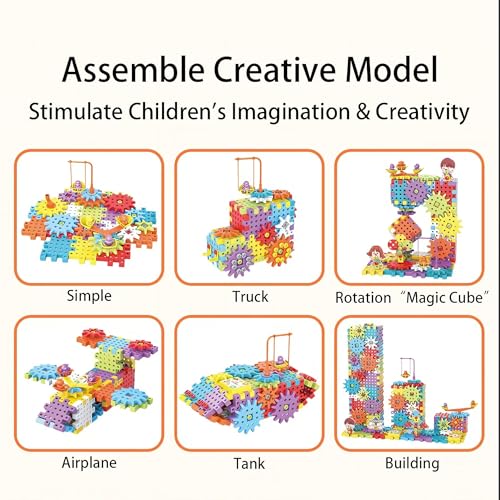 234Pcs Electric Montessori Building Blocks for Toddlers 3-5 4-8, Motorized Gear Construction Toy with Power Drill, STEM Educational Learning Set for Kids, DIY Moving Models, Birthday Gift for Boys