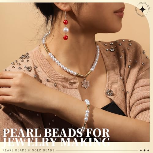 LEOBRO Pearl Beads for Bracelets, White Beads for Jewelry Making, Friendship Bracelet Kit, Crafts & DIY Jewelry Bracelet Making Kit - color: White
