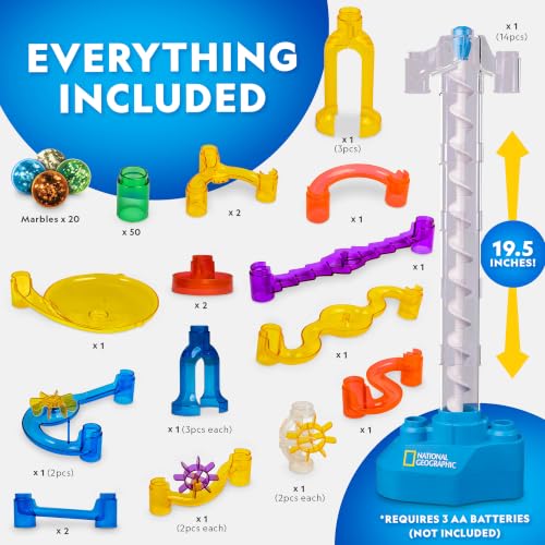 National Geographic Glow-in-the-Dark Motorized Marble Run for Kids 8-12 - style: 100-Piece Glow-in-the-Dark Marble Run