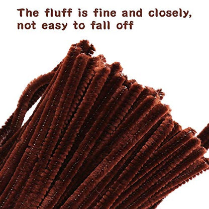 100 Pieces Pipe Cleaners Craft Chenille Stem Brown Pipe Cleaners - color: Brown
