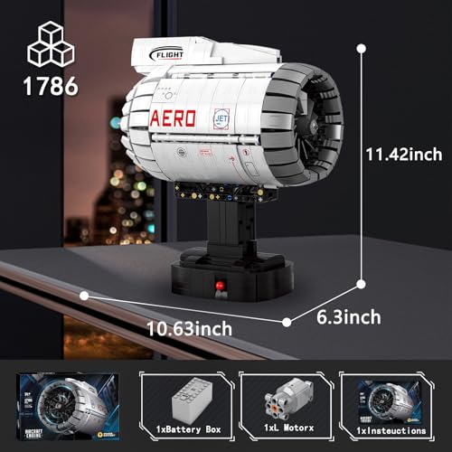 HIGH GODO Aircraft Engine Building Kit that Works, Aircraft Turbofan Engine Model Kit with Motor, Build Your Own Engine Kit, STEM Project for Teens Adults 14+ (1786 PCS)