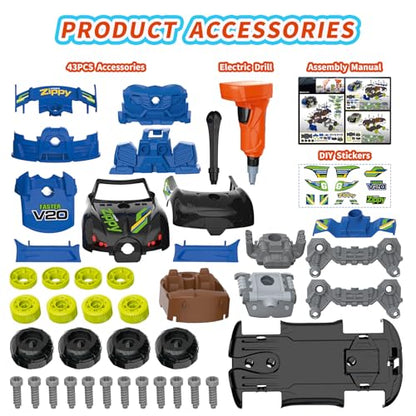 Pup Go 43 Pcs Building Car for Boys Age 3 4 5 6 7 8, Build Your Own Car Set - color: Black