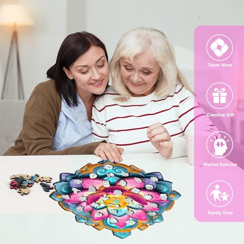 Bovearto Wooden Puzzles for Adults, Lotus Flower Unique Shaped - color: Lotus Flower, size: 200pcs