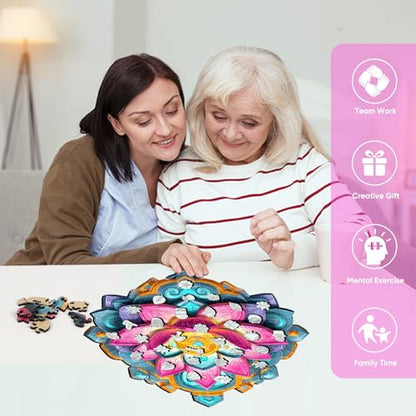 Bovearto Wooden Puzzles for Adults, Lotus Flower Unique Shaped - color: Lotus Flower, size: 200pcs