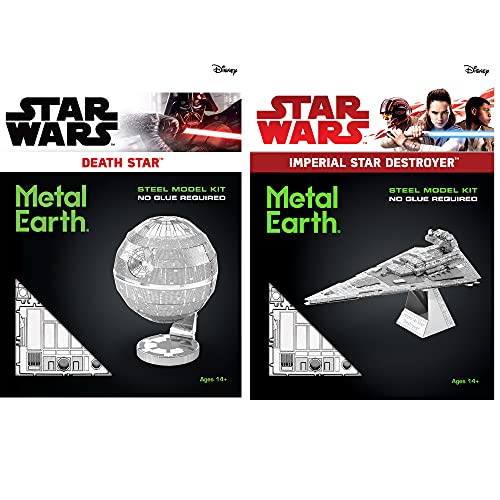 Metal Earth Fascinations 3D Metal Model Kits Star Wars Set of 2 - Death Star - Imperial Star Destroyer