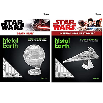 Metal Earth Fascinations 3D Metal Model Kits Star Wars Set of 2 - Death Star - Imperial Star Destroyer