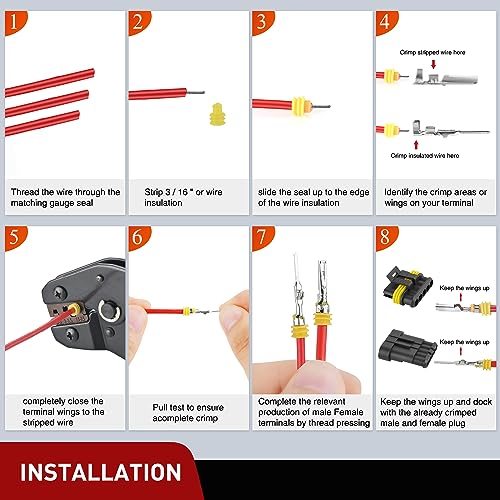 Nilight 220PCS 5 Pin Electrical Connector ‎Plug with Male Female Terminals - size: 5Pin Connector 200Pcs