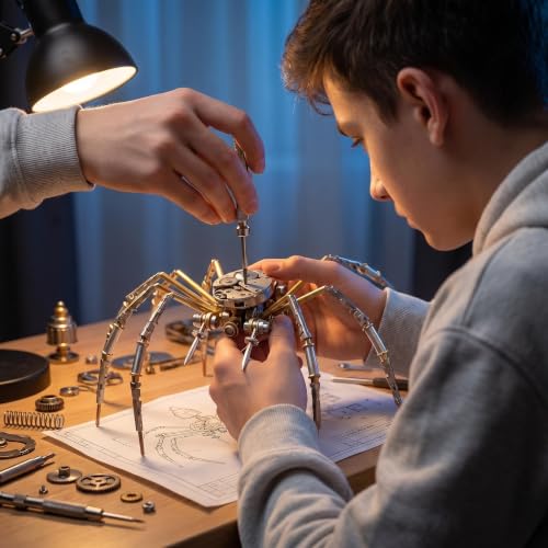 Steampunk 3D Metal Puzzle Spider 140+ Pcs Mechanical DIY Assembly Model Kit Desktop Display for Men Family and Friends(Mechanical Spider) - style: Mechanical Spider