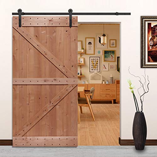 LUBANN 42 in. x 84 in. Rustic British-Brace Hardwood Barn Door Unfinished Knotty Alder Solid Wood Barn Door Slab - size: 42X84 British Brace