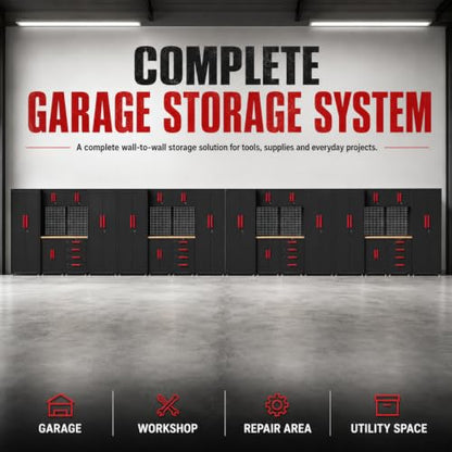 32Pcs Garage Cabinets and Storage System,red Handle - size: Red-32Pcs