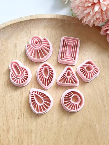 Geometric Polymer Clay Cutters, 8PCS Geometric Clay Tools for Jewelry Making, Precision Layered Earring Cutters for DIY Minimalist Earrings, Crafts, Small Business Supplies