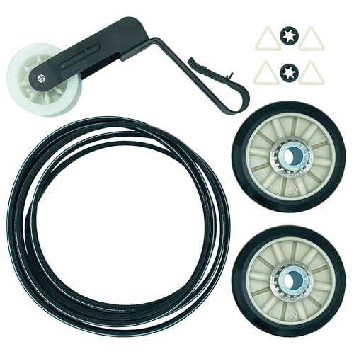 Dryer Repair Kit with Dryer Belt, Dryer Parts for Amana NED4500TQ0 NED4500VQ0 NGD4655EW2 NED4600YQ0 4GNED4600YQ1 NED4655EW1 NED4600YQ1 Drum Rollers 14210017 Belt 341241 Idler Pulley 14210023