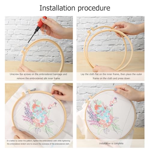 Needlework Embroidery Kit with Hoop,Flower Hummingbird Pattern Handmade Cross Stitch Sewing Art Craft Kit with Stamped Design Cotton,Threads,Needles for Beginners - color: Hummingbird Flower