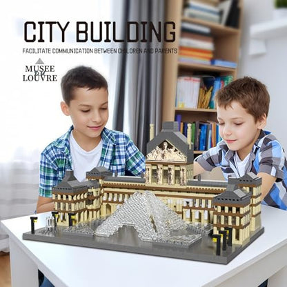 Paris Louvre Museum Building Blocks Iconic Landmark Model Toy for Teens Adults & Collectors 3D Puzzle Set for Educational and Decorative Fun - style: Paris Louvre Museum