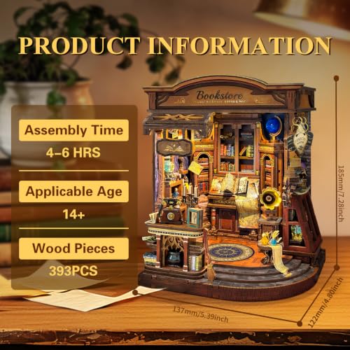 Book Nook Kit DIY Miniature House 3D Wooden Puzzle - Inchspace Bookstore - color: Inchspace Bookstore