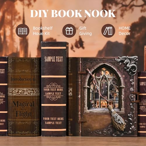 MiniCity Magical Flight Book Nook Kit, DIY Wooden Miniature Scene with LED - color: Introduction to Magical Flight