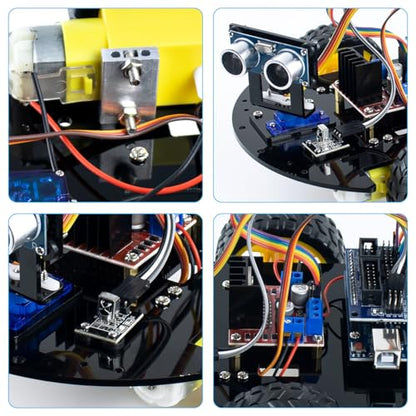 LAFVIN 2WD Smart Robot Car Kit with R3 Board, Ultrasonic Sensor, L298N Motor Driver, IR Remote Control, Obstacle Avoidance STEM Educational DIY Kit for Adults Beginners - size: V1