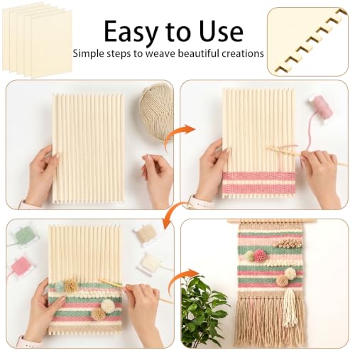 Tosnail 20 Pack Beginners Wooden Looms, 5.9 x 9 Inches Notched Weaving Loom for Adults, Darning Beading Boards, Basket Weaving Tools Kit for Crafts Project, Knitting, Sewing, Crochet