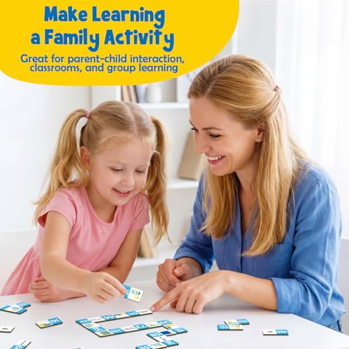 Kasfalci Place Value Dominoes Set Flash Cards, Back to School Supplies, 50 PCS Math Learning Games for Kids, Montessori Counting Toys, Preschool Kindergarten Classroom Must Haves - color: Light Blue