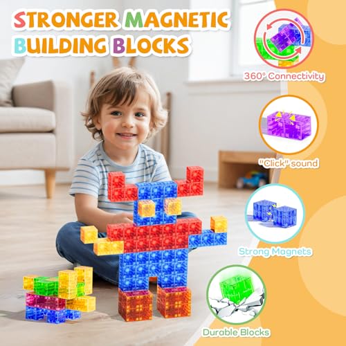 56PCS Transparent Magnetic Blocks for Kids Ages 3-5 Year Old Boys and Girls - style: Transparent Magnetic Blocks