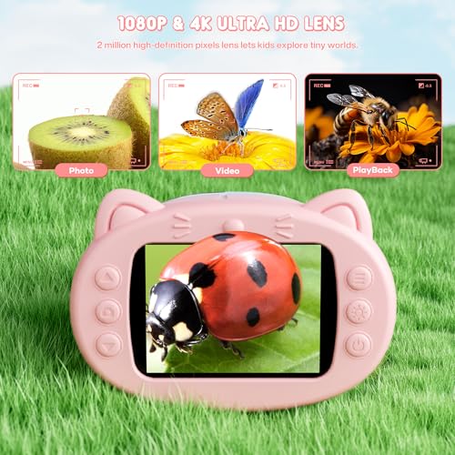 Kids Digital Microscope, 1000X with 2.4" IPS Screen - color: Pink2