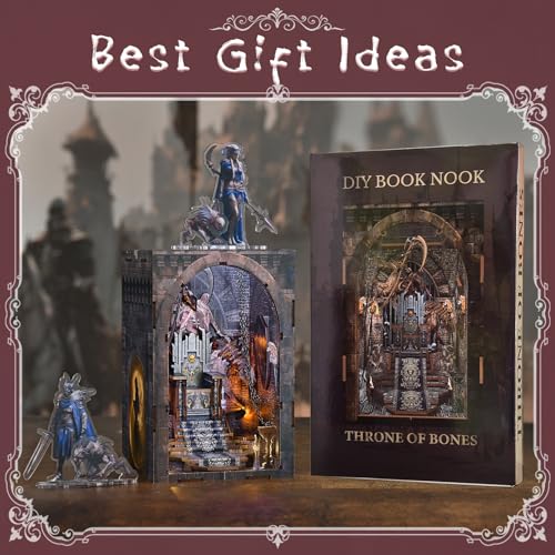 CCCDF Throne of Bones Book Nook Kit, Beginner DIY 3D Puzzle with LED - color: Throne of Bones