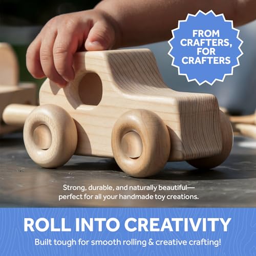 Wood Axle Pegs 1-1/16-inch, Pack of 50 Mini Wooden Pegs for Train Craft, Fits 1/4-inch Hole Wooden Wheels for Crafts, by Woodpeckers - size: 1-1/16 inch