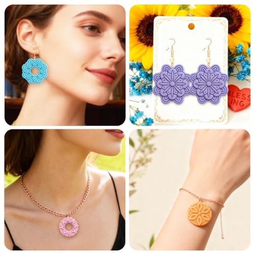 12pcs Polymer Clay Cutter Jewelry Making Kit Circular Intricate Blossom Design Clay Cutters with Geometric Shapes PLA Plastic Craft Tools for DIY Earrings - color: Mandala Flower