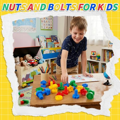 Bbiamsleep 40 Pcs Plastic Nuts and Bolts for Kids Fine Motor Skills(Random)