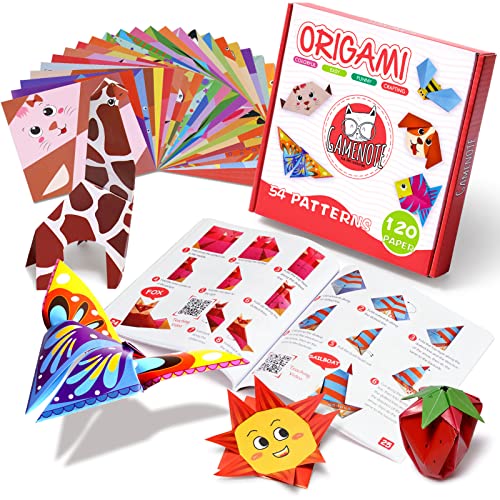 GAMENOTE Origami Kit for Kids Ages 8-12, 54 Projects, 120 Sheets with Book